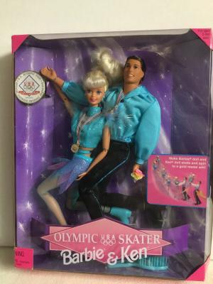 Набор из двух шарнирных кукол Барби и Кен, Олимпийские Фигуристы, 98г.